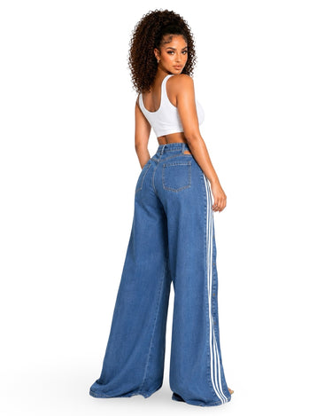 Nothing Like Me - Front Button Down Wide Leg Denim Jeans