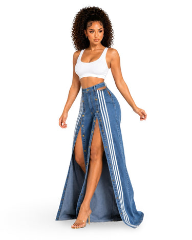 Nothing Like Me - Front Button Down Wide Leg Denim Jeans