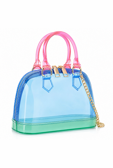 Mint Condition - Color Block Jelly Top Handle With Shoulder Strap Clutch Purse