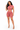 A woman modeling a dusty rose two-piece set consisting of a short-sleeve crop top and matching biker shorts, both featuring a textured geometric cutout pattern, set against a plain white background.