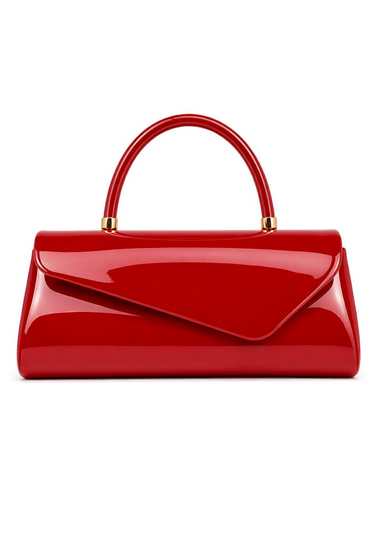 Lydia - Patent Leather Long Shape Front Flap Top Handle Clutch Purse