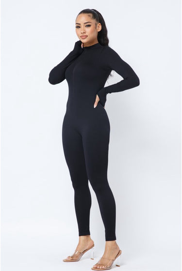 Break Me Off - Stretch Thumb Hole Long Sleeve Seamless Jumpsuit