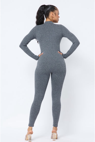 Break Me Off - Stretch Thumb Hole Long Sleeve Seamless Jumpsuit