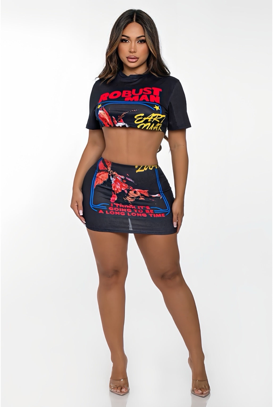 In The way....Graphic Tee Mini Skirt Set