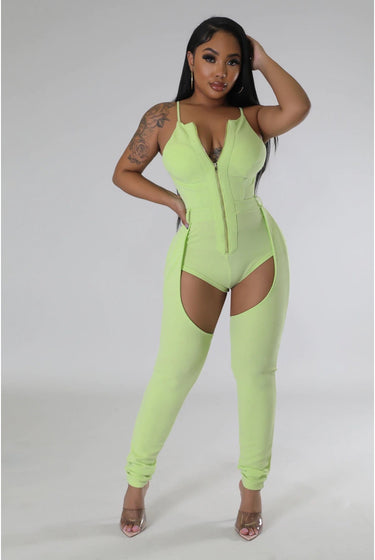 Motion.....Back & Front Thigh Cut Out Jumpsuit Good Time USA