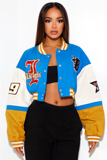 No Fans - Color Block Slightly Cropped Varsity Jacket
