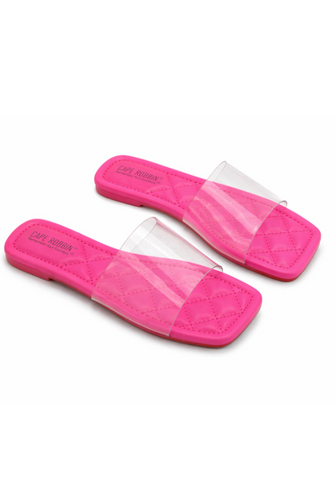 Keko β Flat Clear Band Quilt Detail Sole Sandal Slides for Women