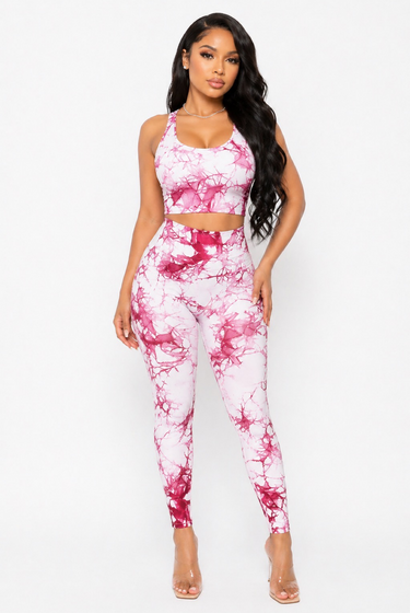 Gem - Womenβs Stretch Two Piece Lounge Matching Tie Dye Yoga Pants Set