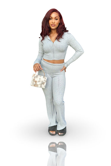 Easily Adored - Cable Knit Sweater Pants Set