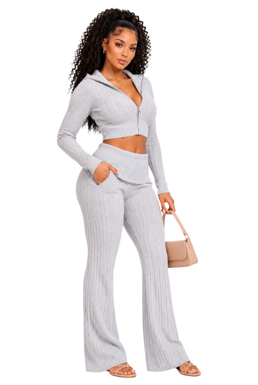 Easily Adored - Cable Knit Sweater Pants Set
