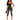 Front view of Honor modeling Deadly Snake Print Detail Mesh Stretch Capri Leggings paired with a black satin corset top and black heels.