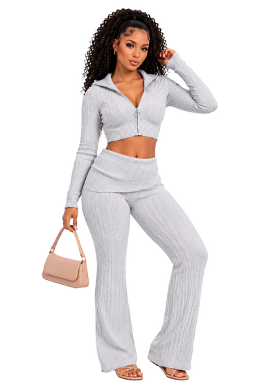 Easily Adored - Cable Knit Sweater Pants Set