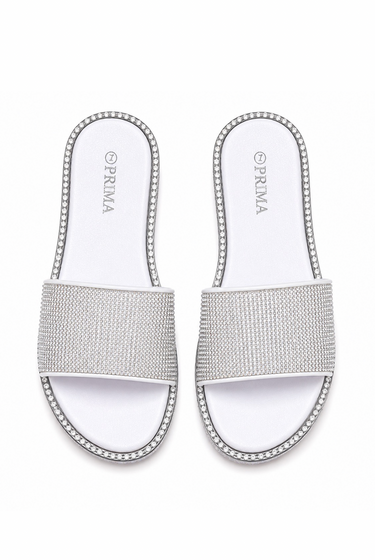 Boss Babe - Bling Rhinestone Detailed Slip On Sandal Slides For Women
