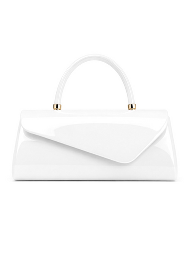 Lydia - Patent Leather Long Shape Front Flap Top Handle Clutch Purse