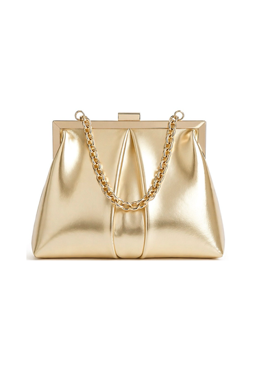 Alani - Gold Chain Clutch Bag : Luxe Metallic Evening Clutch Purse