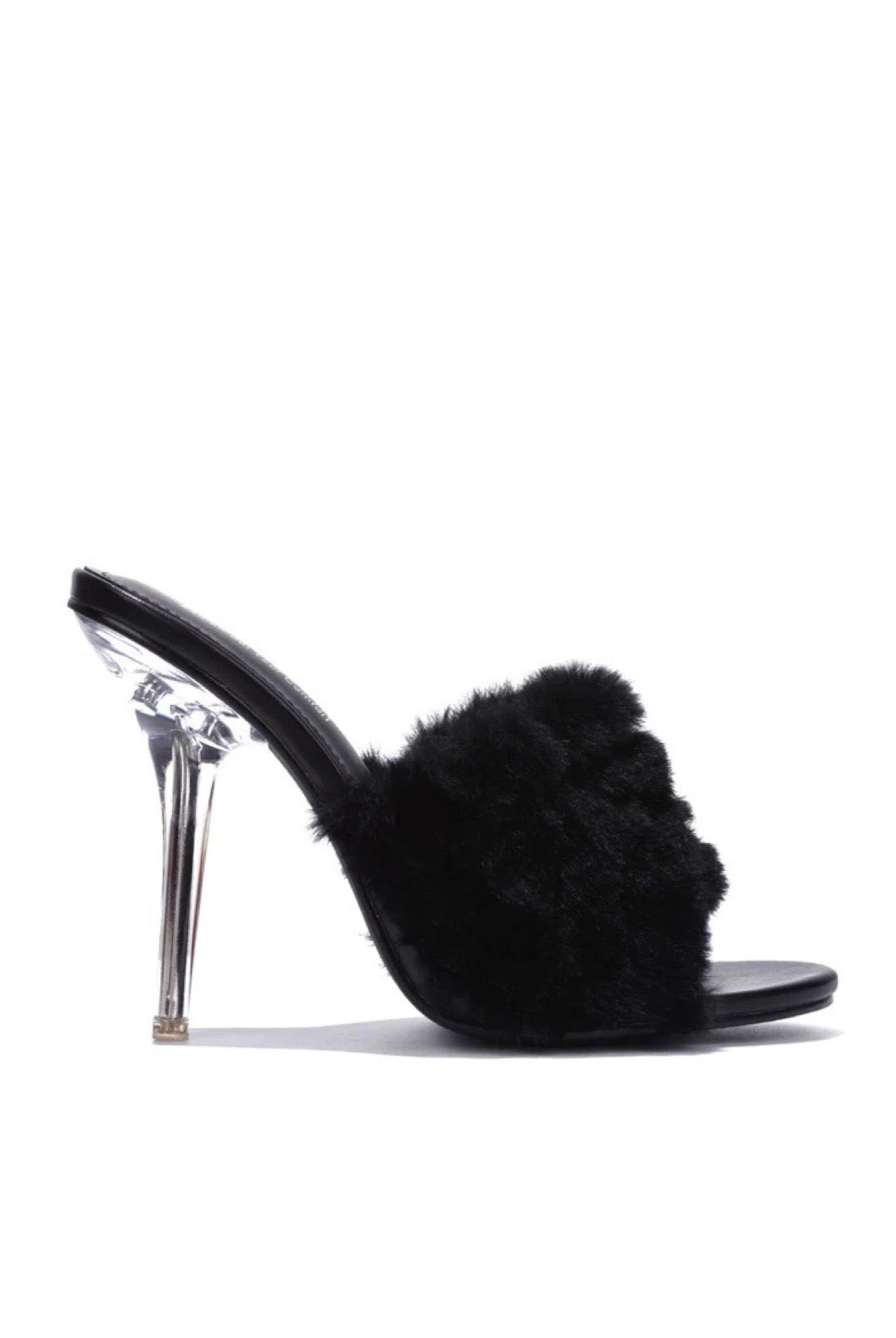 Obrey.....Fur Detail Clear High Heels Cape Robbin Shoes