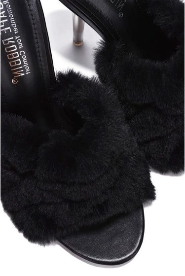 Obrey.....Fur Detail Clear High Heels Cape Robbin Shoes