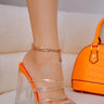 Happier....Clear Thin Strappy Block Heels Cape Robbin