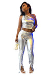If Wishes Came True.....One Sleeve Metallic Pants Set