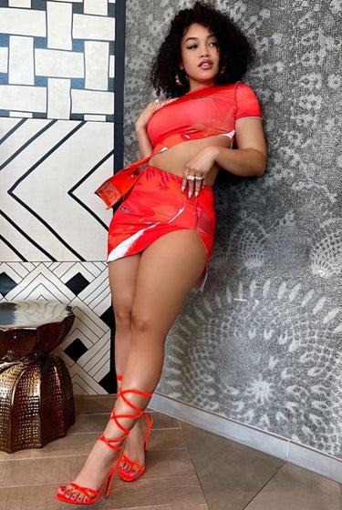 Keep Watching.....High Side Split Mini Skirt Set Half Heart Clothing