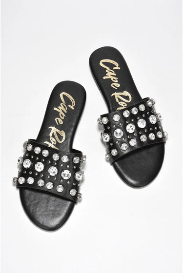 Klon.....Rhinestone Studded Sandal Slides Cape Robbin Shoes