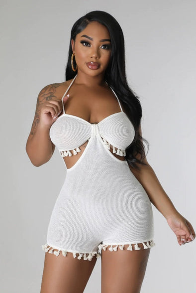 Meet me There......Tassel Halter Tie Romper