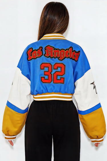 No Fans - Color Block Slightly Cropped Varsity Jacket