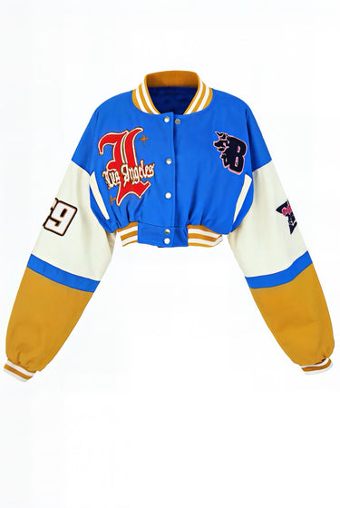 No Fans - Color Block Slightly Cropped Varsity Jacket
