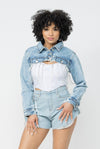 On To The Next.....Fringe Crop Denim Jacket