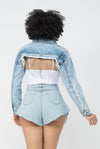 On To The Next.....Fringe Crop Denim Jacket