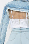 On To The Next.....Fringe Crop Denim Jacket