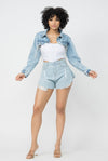 On To The Next.....Fringe Crop Denim Jacket