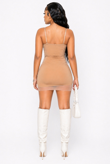 Less Is More - Spaghetti Strap Mesh Bodycon Dress
