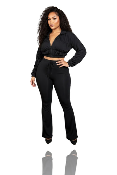 Everything New - Eco Frost Cotton Ruffle Zip Up Jacket Pants Set
