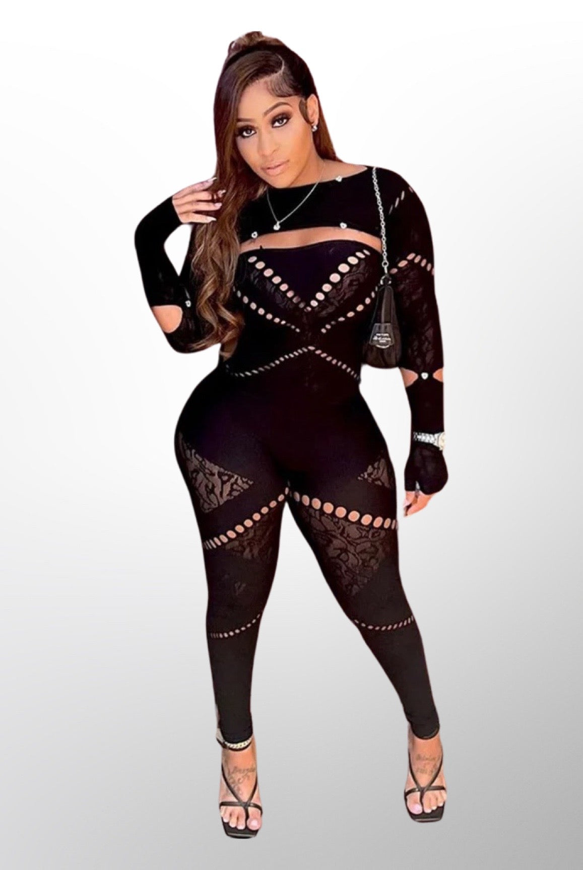 Poster Girl.....Seamless Sexy Jumpsuit Half Heart Clothing