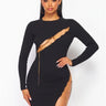 The Night Is Young......Long Sleeve Chain Detail Dress May Pink Clothing