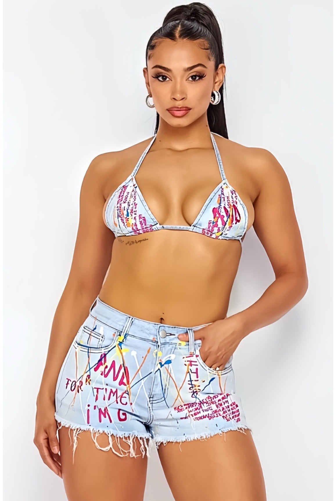 Write About Me......Denim Bra Top Short Set