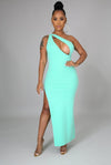 Fantasy....Sleeveless Single Strap High Side Split Dress | Swagg Boutique LLC.
