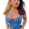 Harmony.......Denim Corset Crop Top Love + Harmony