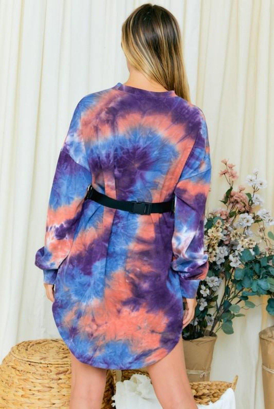 I'm Watching You......Tie Dye Round Neck Sweater Mini Dress | Swagg Boutique LLC.