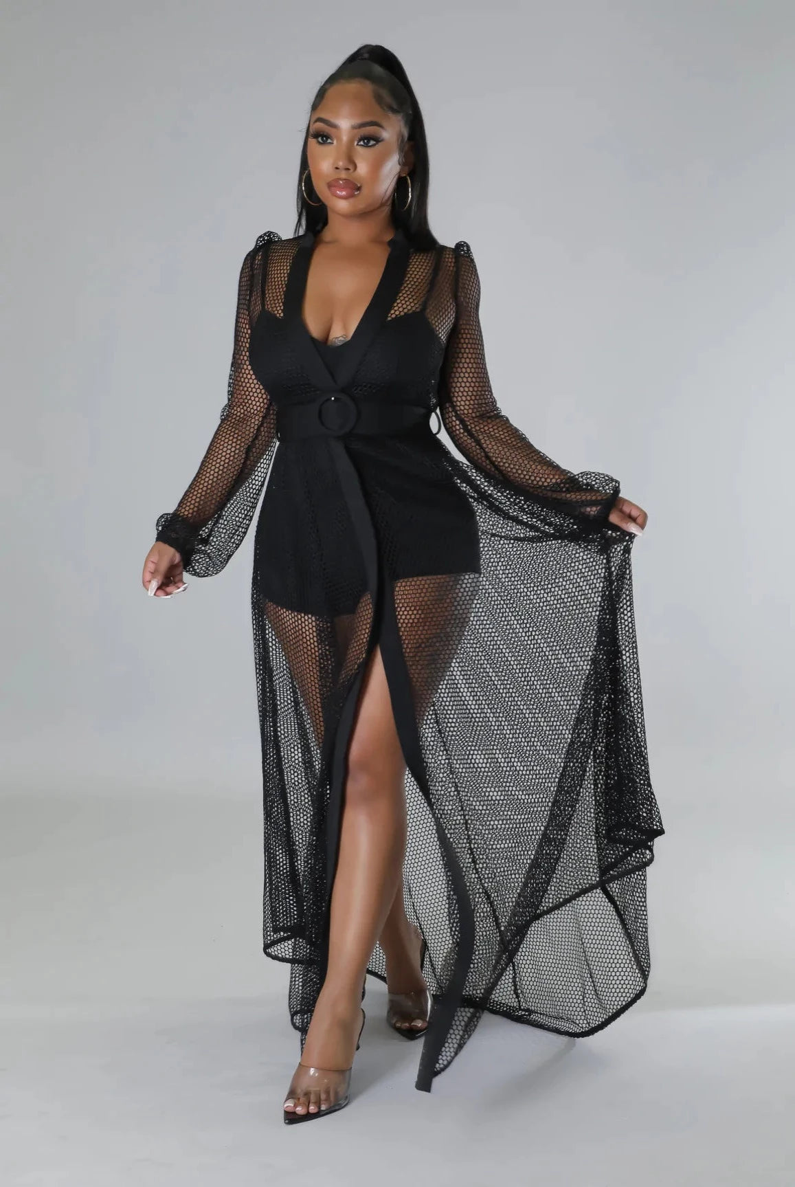 Addiction.......Short Romper With Fish Net Cover Good Time USA