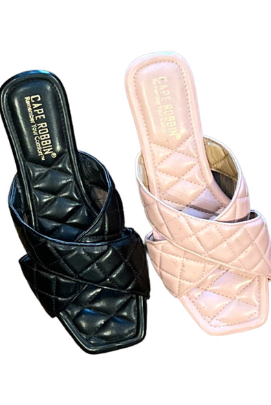 Alanis....Criss Cross Quilted Band Sandal Slides | Swagg Boutique LLC.