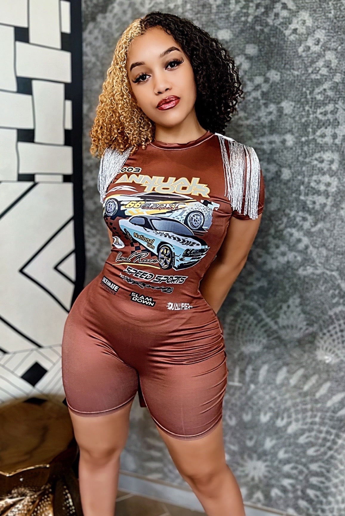 All I do Is Win....Racing Graphic Tee Style Romper