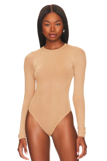 Becky.....Long Sleeve Mesh Bodysuit Blanc Clothing