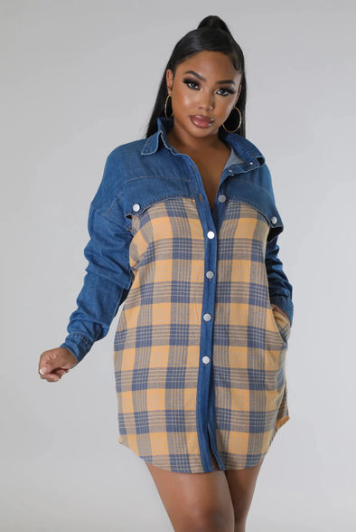 Can't Keep Quiet........Denim Plaid Tunic
