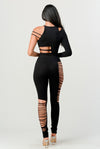 Cant Wait To Get Out...... Single Sleeve Sliced Cut Out Pants Set