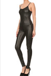 Can You Handle Me.......Spaghetti Strap PU Leather Jumpsuit