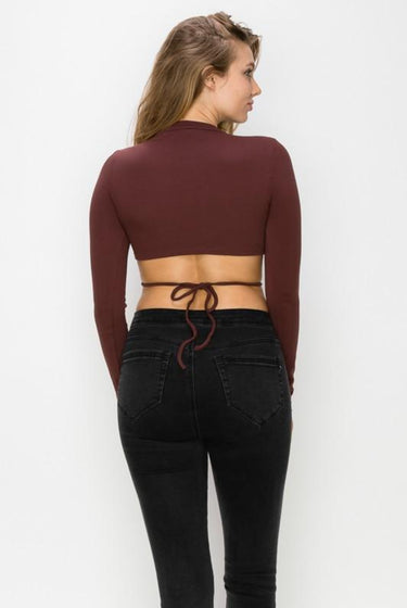 Cassidy.....Long Sleeve Mid Tie Up Crop Top | Swagg Boutique LLC.