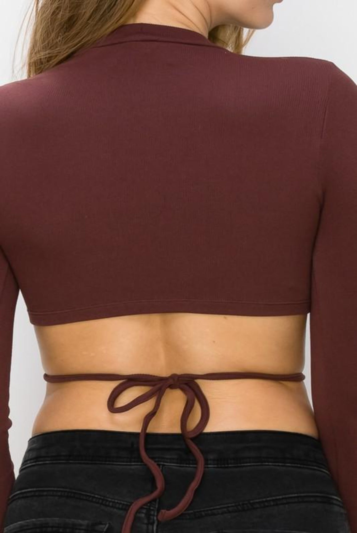 Cassidy.....Long Sleeve Mid Tie Up Crop Top | Swagg Boutique LLC.