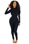 Caught Up......Long Sleeve Front Zip Up Jumpsuit